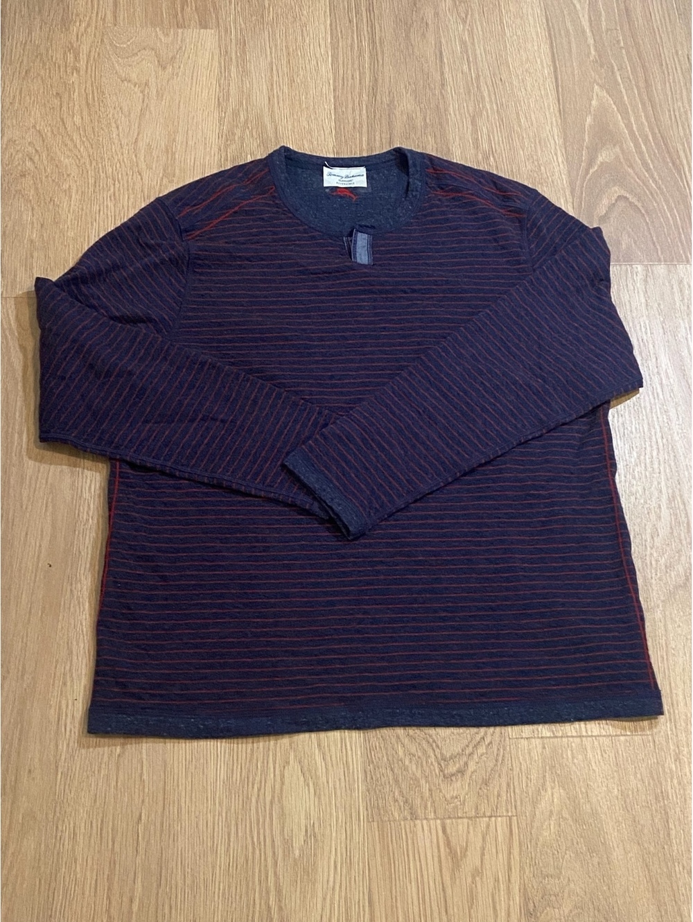 Tommy Bahama IslandZone Reversible Long Sleeve Shirt Navy Red Striped Cotton XL